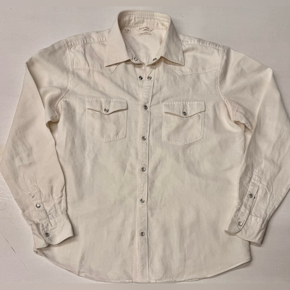 SUITSUPPLY Off-white Linen/Cotton Western Shirt 17 XL